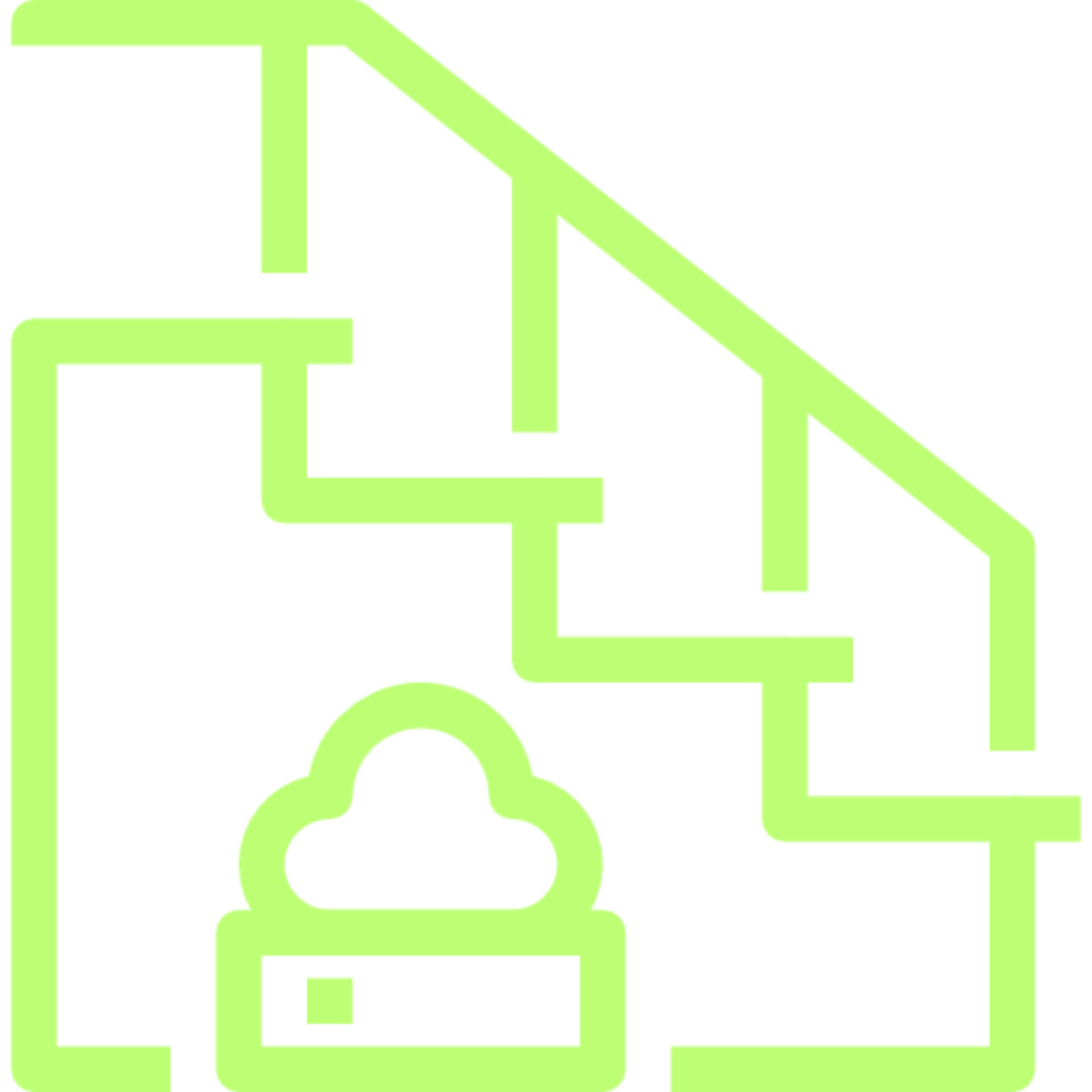 Green cloud and staircase line icon.