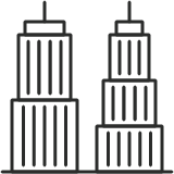 Outline of two tall skyscrapers.